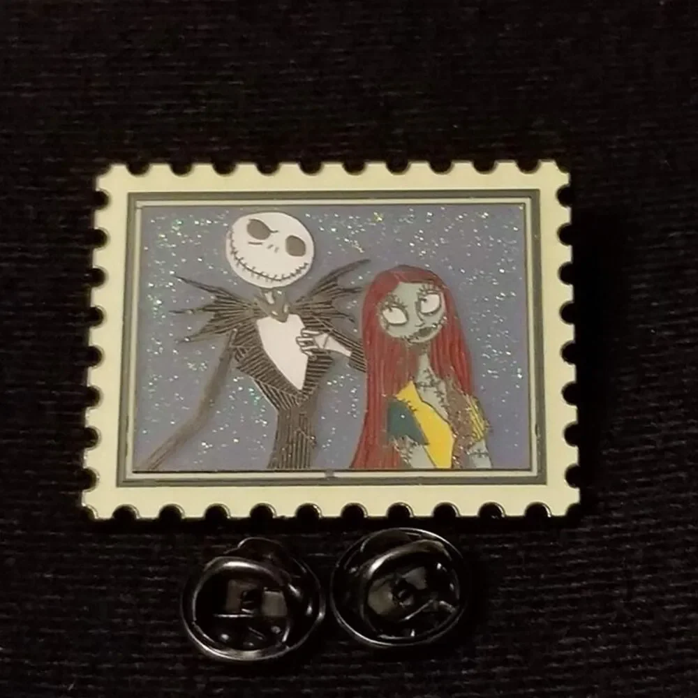 Disney CHASER Pin NBC Stamp Nightmare Before Christmas Jack Sally Glitter Chase